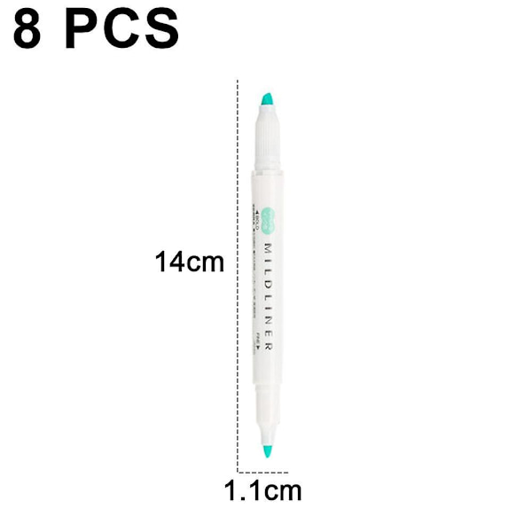 8 farver highlightere, pastel highlighter penne assorterede farver, D
