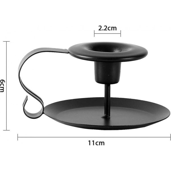 2 kpl retro mustaa rautakynttilänjalkaa, kädensijalla, ilman kynttilöitä
