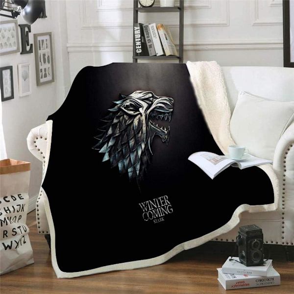 Game of Thrones Tepper og Pledd Trykte Vintertepper Pledd Bærbare Reisetepper Fløyel Flanell Fleece Teppe (D) 150*200cm