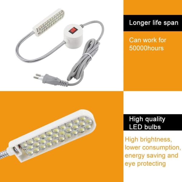 LED Symaskinlys 30LEDer Fleksibel Svanehals Arbeidslys for