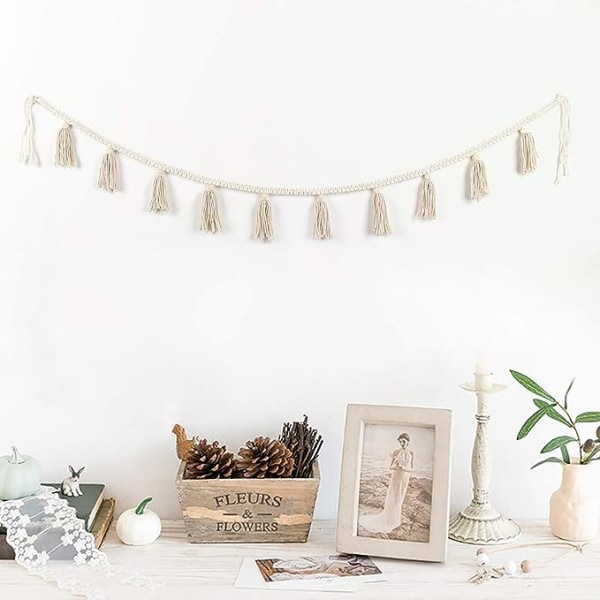 2-pack Macrame vävd tofs girlang mage korg dekorativ vägg