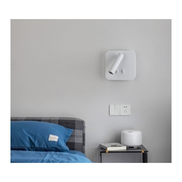 Væglamper LED-sengelampe Indendørs Hotel Væglampe Seng Væglamper Korridor Væglampe med 3W+10W Afbryder (Firkant) (Firkant,Hvid)