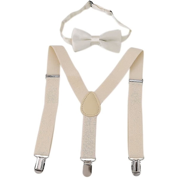 Barn Pojkar Flickor Hängslen Elastiska Justerbara Hängslen Clip-on Med Fluga Set