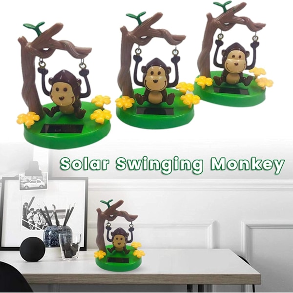 Solcelledrevet dansende dyrefigur Bobblehead Swing Monkey Swinging Ani
