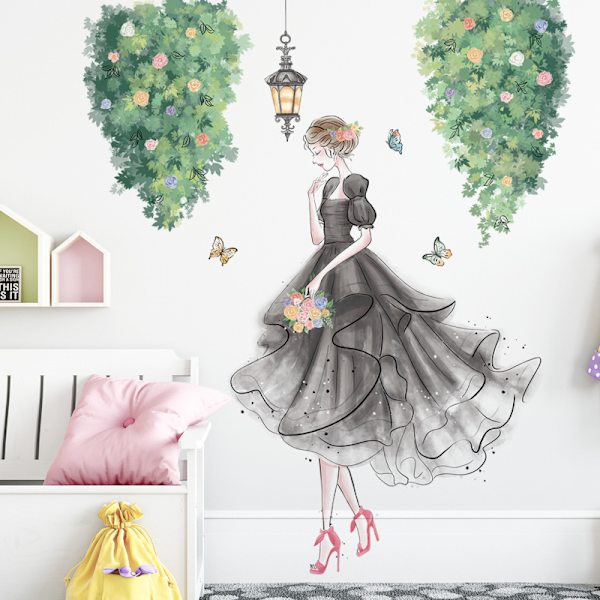 Et sæt Flower Girl Butterflies Wall Decals Wall Stickers Wall Decor