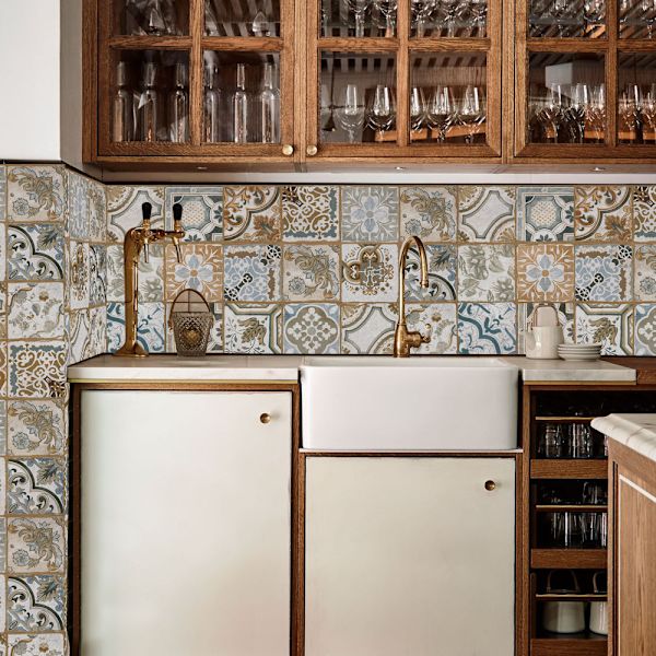 Imitation Vintage Colorful Tile Tile Sticker DIY Wall Sticker Wat