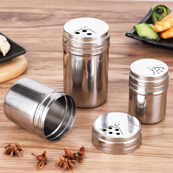 Set med 2 krydderglass i rustfritt stål 90 ml