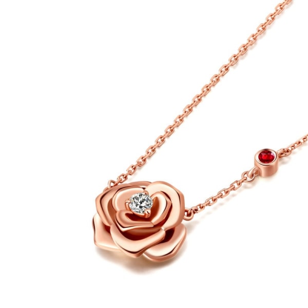 18k roséguldpläterad CZ sten blomma hänge halsband Smycken present för kvinnor 18"