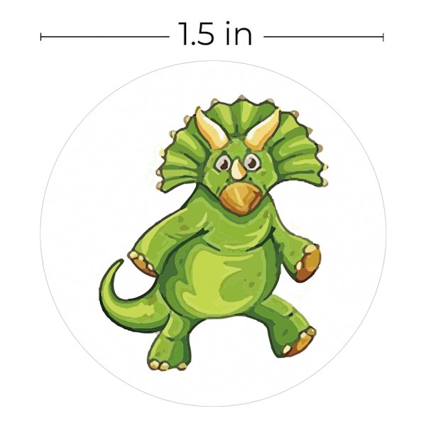 1 rulla 500 kpl dinosaur-kuviotarroja 3,8 cm lahjapaperitarrat