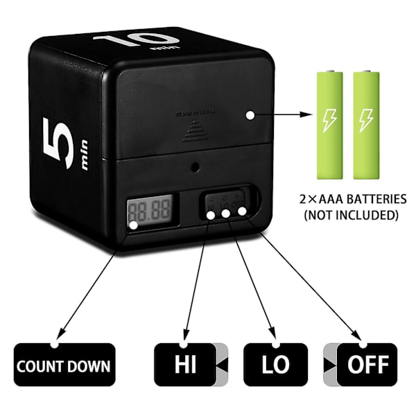 2-pak kubetimer, tyngdekraftsensor, nedtællingstimer, børnetimer, sportstimer og spiltimer til tidsstyring