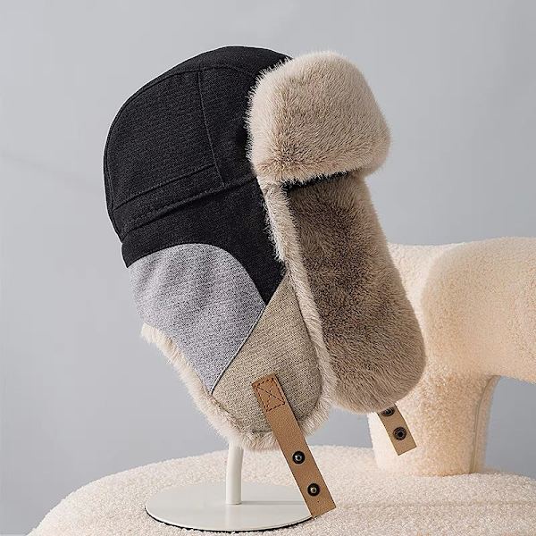Dame og Herre Falsk Pels Trapper Hat Vinterhue med Øreklapper Udendørs Trapper Hat Klassisk Hat
