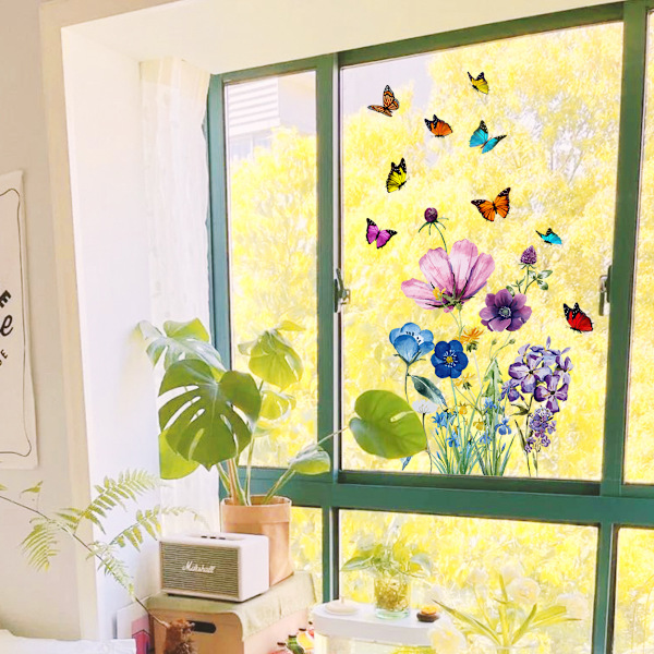 En uppsättning fjärilsblommor väggdekaler självhäftande för kök