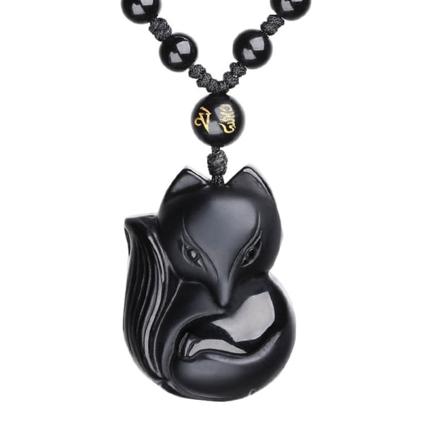 Obsidian Fox halskæde vedhæng til kvinder Healing Energy Crystal Amulet Animal Gif