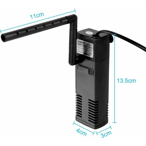 4W 600L/T Vandgennemstrømning Akvariefilter Internt Filter til 60L Akvarium Filterpumpe Akvarium med Filtersvampe til Fisk