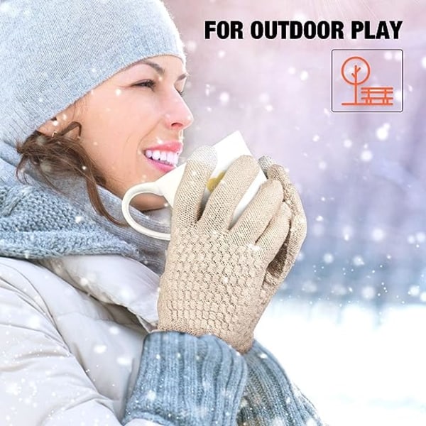 2 par kvinders vinter touch screen handsker varme uldforet strikkede