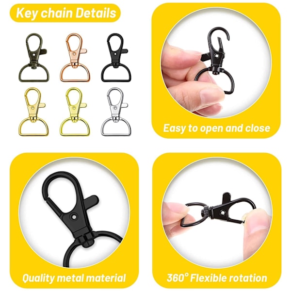 120 stk. drejelige karabinhager, førsteklasses karabinhager til snor og syprojekter (2,4 cm indvendig bredde) (flere farver)