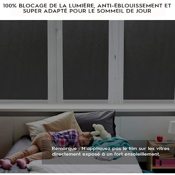 Film til vinduer, der forhindrer indkig, sort, 90x200 cm, elektrostatisk film til vinduer, mat film til vinduer, der beskytter mod UV-stråler, til kontorer, hjem, badeværelser, soveværelser og køkkener