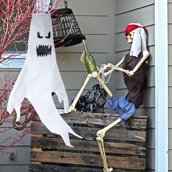 Halloween Dekorative Tryk LED Lyskæde Spøgelse Vedhæng1stk-hvid
