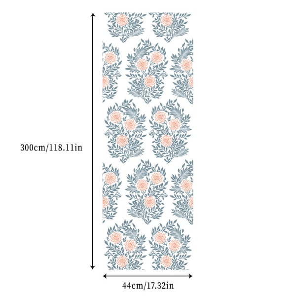 1 paketti itseliimautuvia taustakuvatarroja käytävään, makuuhuoneeseen, amerikkalaiseen retro-tyyliin (vaaleanpunainen kukka, vaaleanpunainen + vaaleansininen, 17 \"x 118\" / 44 * 300cm)