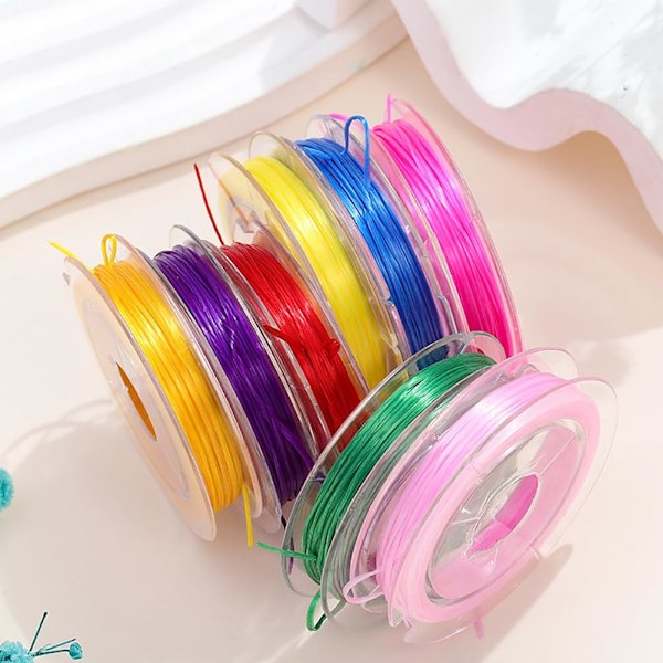 Plastiksnor i 10 livlige farver til smykkefremstilling, armbånd, perler