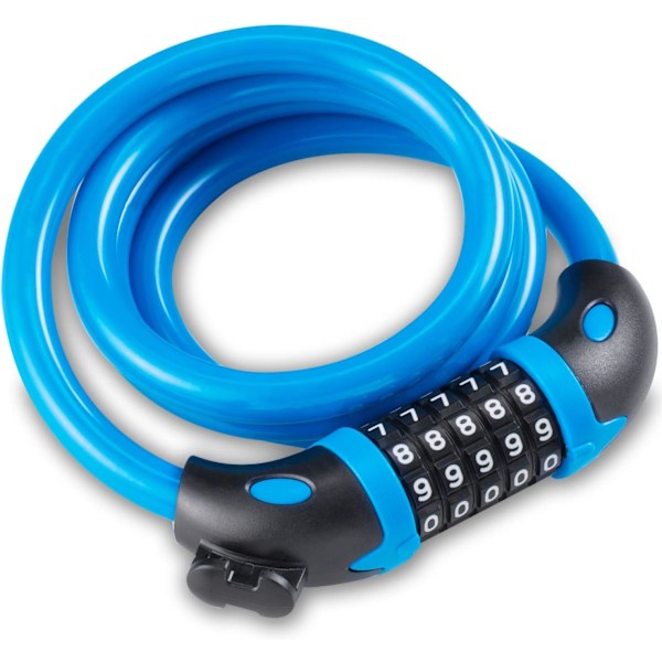 Cykellås, Lang 120cm x 12mm, Tyverisikret Kabel til Cykel Scooter Motorcykler Cykelport med 5-cifret Smart Kode (Blå)
