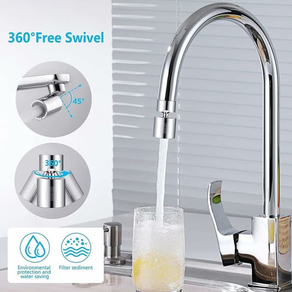 Faucettut, 360° svingbar tut, filtertut med 2 spraymoduser