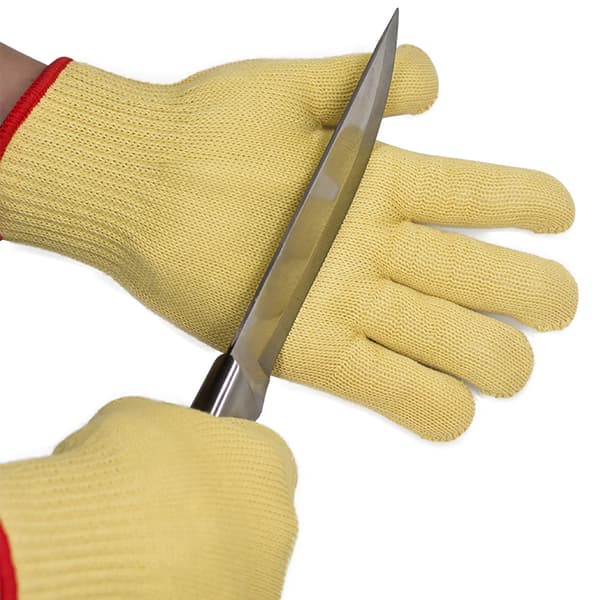 Et par snitfaste handsker (gule-33,3 cm), snitfaste og