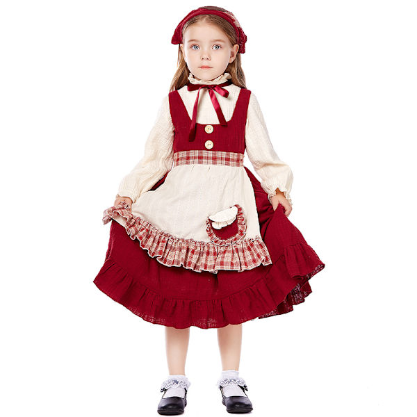 Tyttöjen pastoraalinen tyylinen cosplay-asu karnevaalijuhliin lapsille Farm Mai