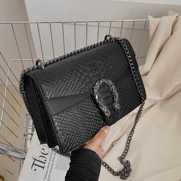 Crossbody axelväska för kvinnor - Ormmönstrad läder Messenger Bag C