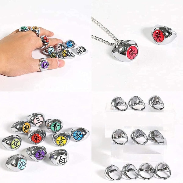 10pcs Rings Set Anime Naruto Cosplay Prop Ninja Uchiha Itachi Necklace Mens Jewe