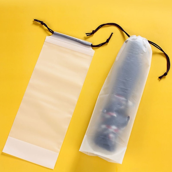 Klar plastikpose mat paraply opbevaringspose genanvendelig bærbar paraply snøre klar opbevaringsdæksel 5 stk