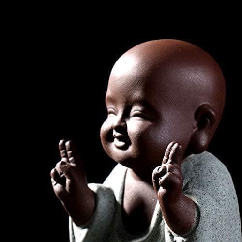 Söta Buddha-statyer i keramik, figurin av munk