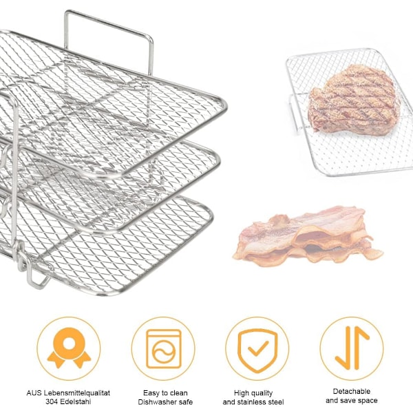 304 rustfritt stål Air Fryer Holder Multi-Function Tilbehør