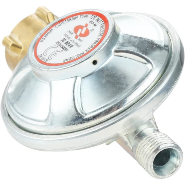 Gassregulator 50 mbar + Gasslange 1m50, tysk standard - 1,5 kg/t 1/4\" LKS