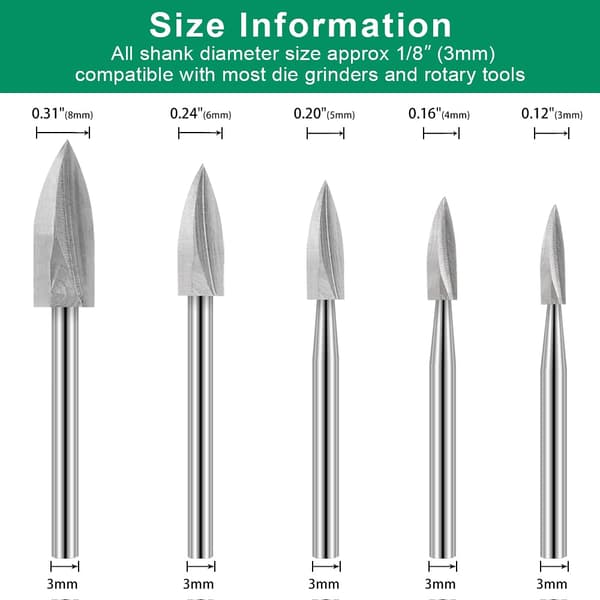 Träsnideri Borr Set, 5 st Träsnideri Borr med 1/8\" Skaft