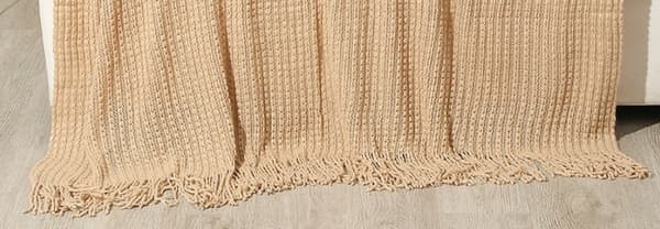 Lett og pustende vaffelbomulls dobbelt teppe til sofa 130 x 180 cm, beige