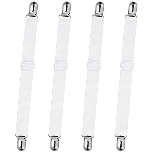 Elastiskt Dra-på-lakan Hållare, 4 st Dra-på-lakan Clips för Bäddsoffa, Vit