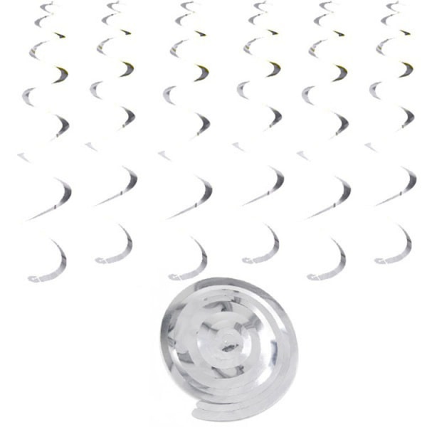 Silver Party Hängande Swirl Dekorationer Plast Streamer för Ceili