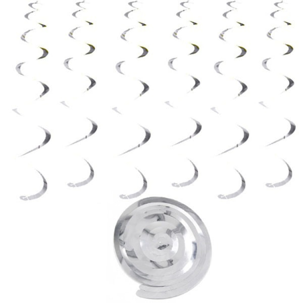 Silver Party Hanging Swirl Decorations Plastic Streamer for Ceili