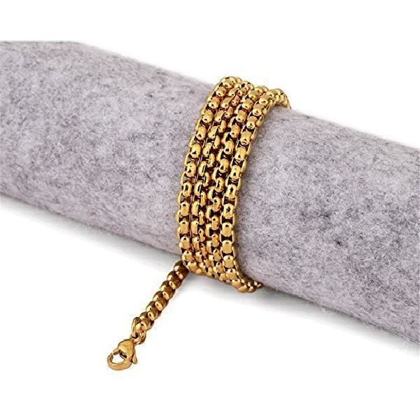 Halsband i rostfritt stål med länkkedja för män och kvinnor, guld, svart, vitt, 3 delar