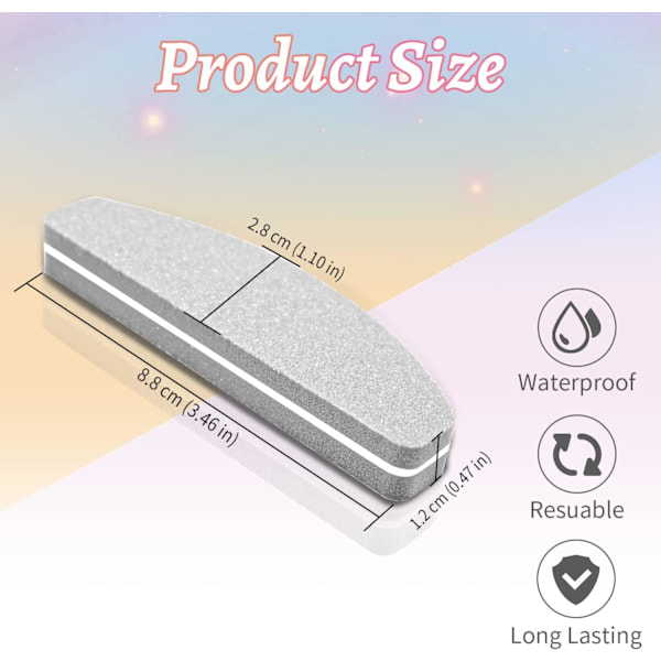 20 Stycken Nagelbuffer, 100/180 Grit Nagelbuffer Nagel Slipblock, Professionell Nagelpoleringsfil för Slipning av Akryl- eller Gelnaglar Naturligt Grå