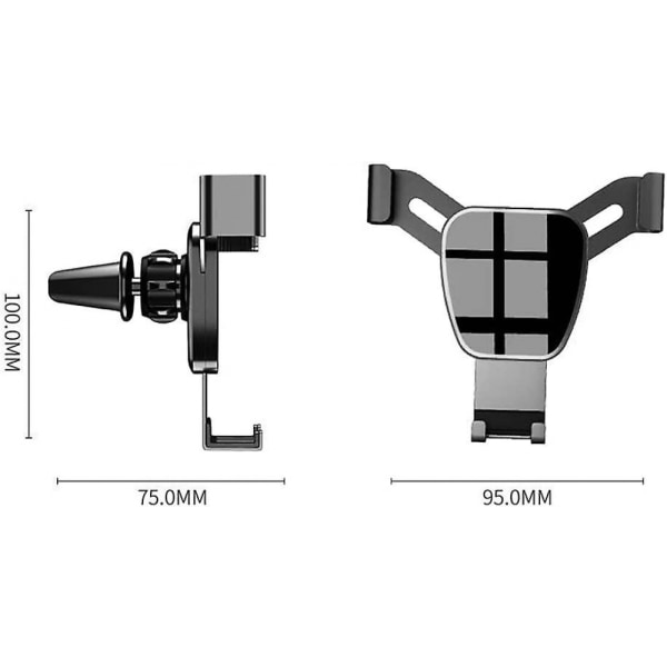 Bilhållare för mobiltelefon, ventilationshållare för bil, ingen