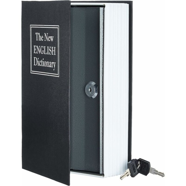 Bokformat kassaskåp - nyckellåssystem, svart