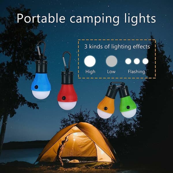 4 Camping Lights, LED Camping Lantern, Batteridrevet Camping Lampe