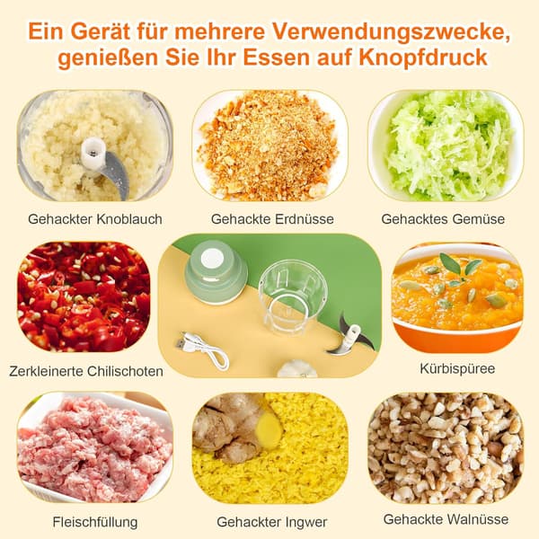 Lök Hackare, Elektrisk, 250 ml, Multifunktionell Hackare, Grönsakshackare, Lök Hackare, Lök Hackare, Universal Hackare för Lök, Grönsaker, F