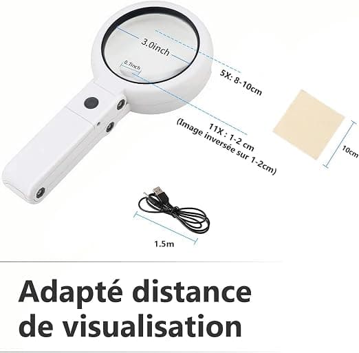 Handhållen stående förstoringsglas, 5X 11X bordsförstoringsglas med fällbart stativ