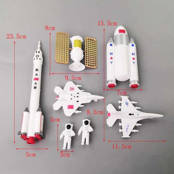 7 deler rombursdagskakepynt rom astronaut rakett satellitt