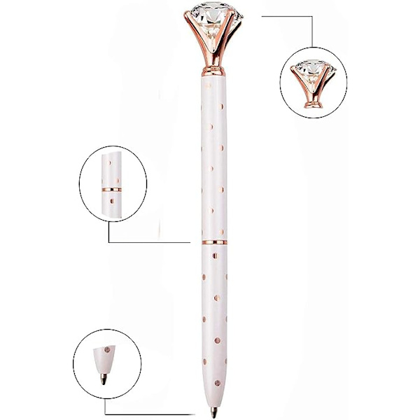 3 ST diamantpennor Stor kristall diamant kulspetspenna metall kulspets
