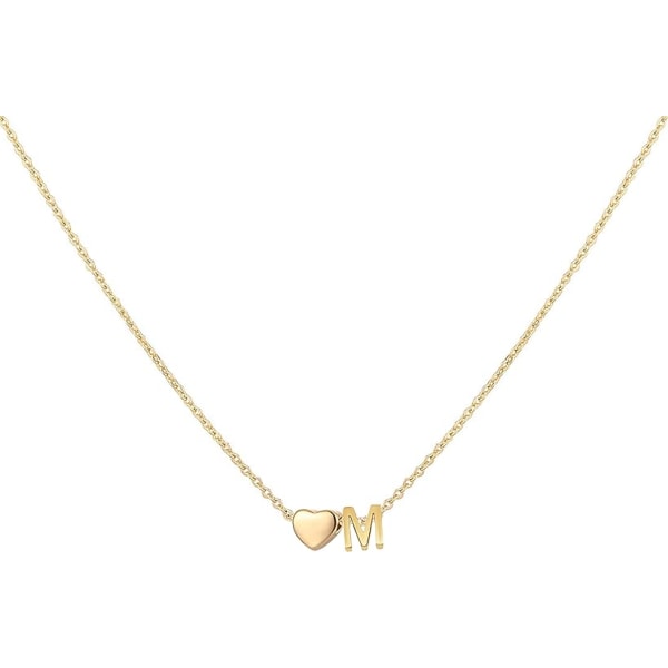 Halsband, 18K guldpläterad rostfritt stål hjärtformad bokstav Nec