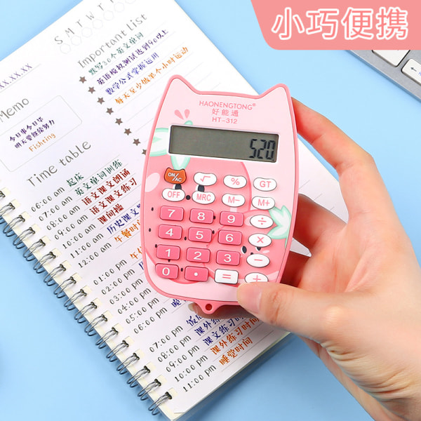 Kawaii Portable Miniräknare Cute Cat Mini Student Miniräknare för